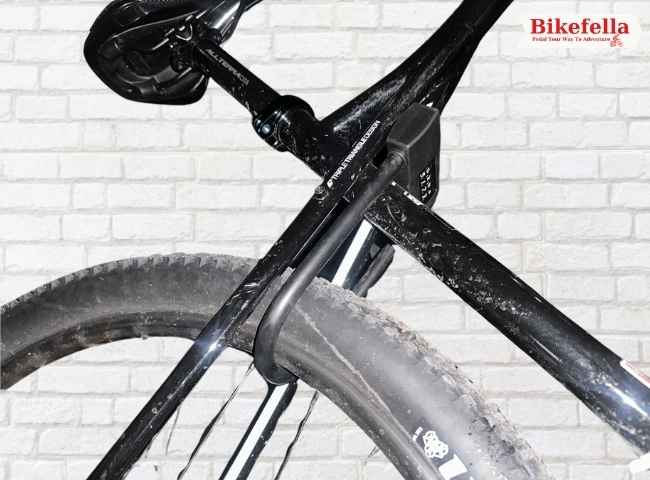 Bike lock mounted firmly on bike frame