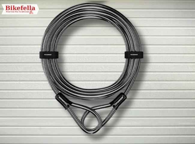 Close-up view of Titanker bike lock and accessories kit