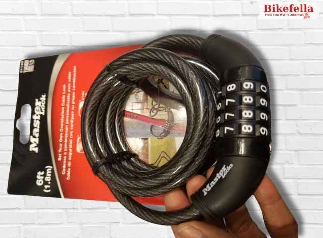Compact cable lock in rider’s hand