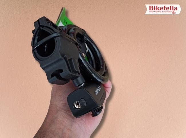 Full view of bike lock held in hand