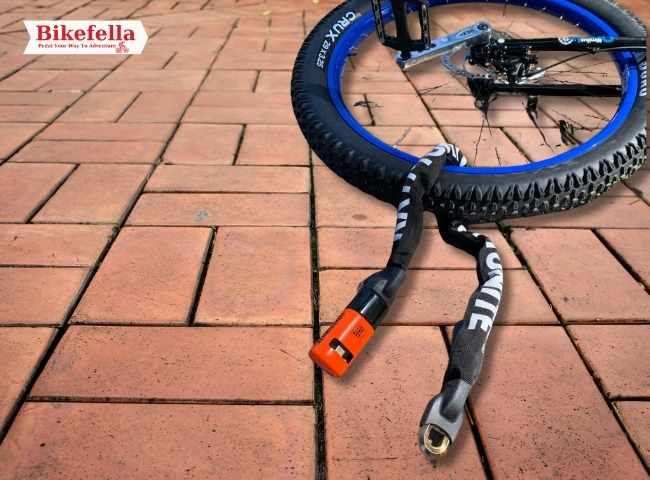 Kryptonite Evolution Mini Bike Chain Lock mounted on bike frame