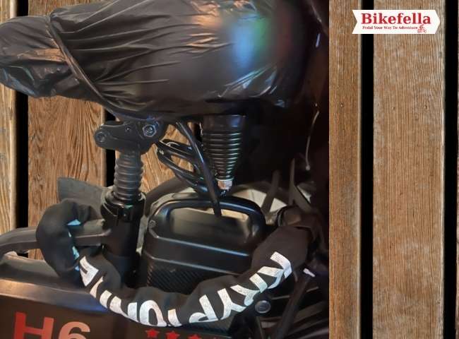 Kryptonite bike lock shown securely attached to full bike