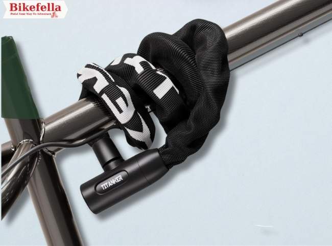 Titanker lock mounted securely on bicycle frame