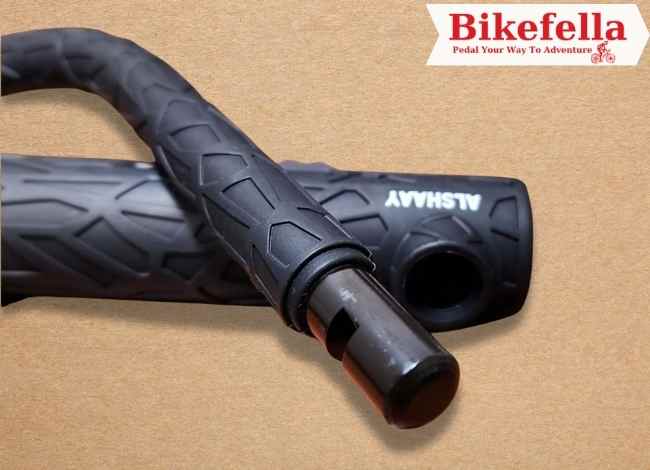 Bike lock head showing unique design.