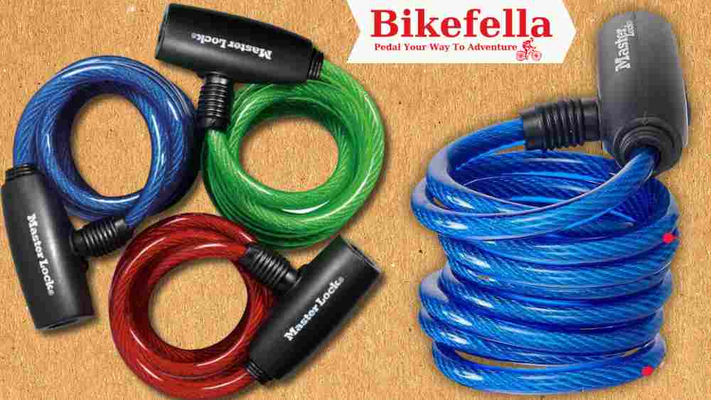 Colorful coiled bike locks on display