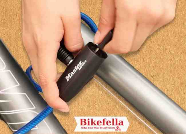 Lock being tested on bike frame tube