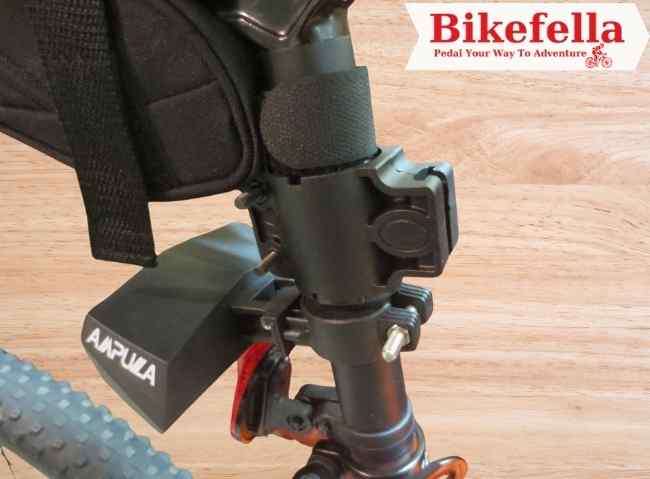 Lock installed on bike seatpost clamp